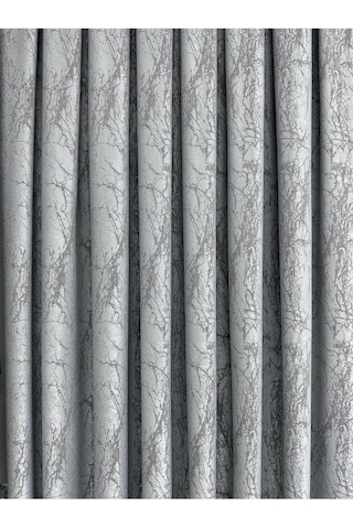Velar Soft Buz Mavisi/gri Fon Perde Tek Kanat 1/3 Sık Pile Buz Mavi