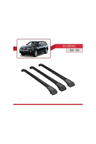 Kia Sorento 2010-2014 Arası İle Uyumlu Ace-1 Ara Atkı Tavan Barı Siyah 3 Adet Bar