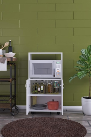 Kapaklı Raflı Mikro Dalga Fırın Dolabı Beyaz