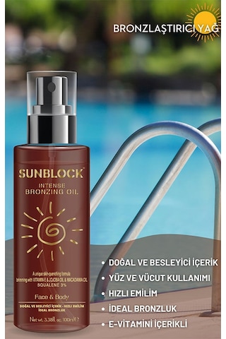 Sunblock Nemlendirici ve Bronzlaştırıcı Yağ 100 ML