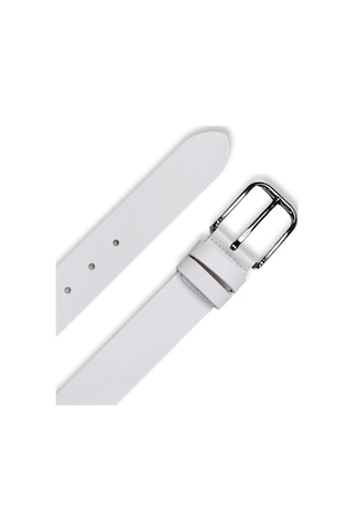 Mft Leather Hakiki Deri Erkek Kemer Düz Dikiş, 4 Cm, Beyaz 2553 Beyaz