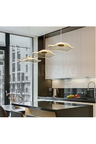 Burenze Burenze Luxury Exclusive Üçlü Sıralı Sarkıt Led Avize Jellyfish Gold Sarı Ledli Avize -burenze2022-7 Gold Sarı