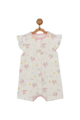 Andywawa Kız Bebek Unicorn Motifli Önden Çıt Çıtlı Tulum Ac22722 Ekru