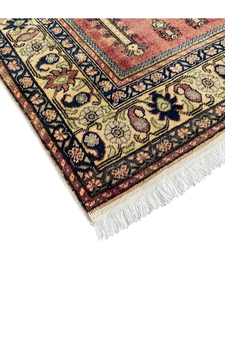 El Dokuma Eskitme Bünyan Halısı Seccade 100x145 Kiremit Namazlık Yün Kiremit