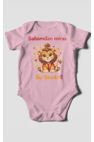 Morivokids Babadan Miras Bu Sevda Kısa Kollu Bebek Body Koyu Pembe