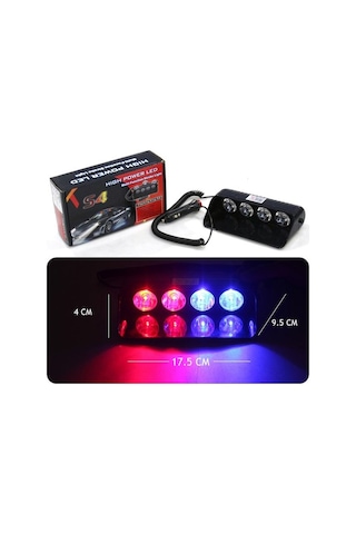 Flaş Led Çakar 8w Kırmızı Mavi 8 Fonksiyonlu / Lapa173