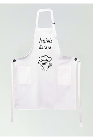 Mutfak Önlüğü Kişiye Ve İsme Özel Nakışlı Mutfak Önlüğü Şef 2 Farklı Renkler Beyaz