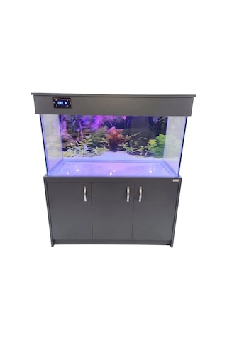 Kanki Pet 150x50x60 Cm 450 Lt Antrasit Gri Mdf Mobilyalı Dijital Göstergeli Akvaryum