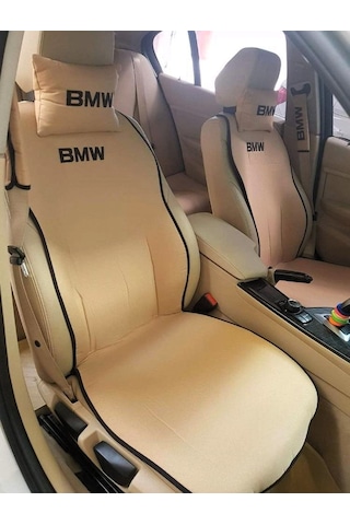 Bmw Nakışlı Ön İkili Oto Koltuk Minderi 2 Adet Boyun Yastığı 2 Ad