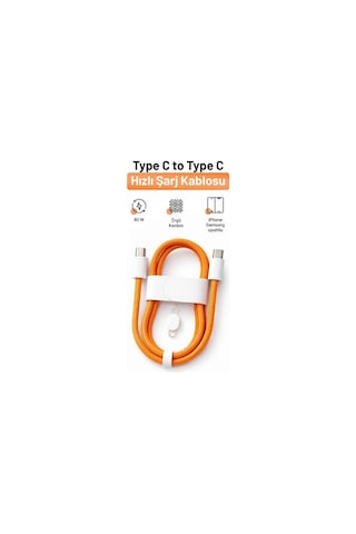 60w İphone Uyumlu Çift Taraf Type C Kablo Sim Kart Çıkarma Teli li 17 / 17 Pro / 17 Air / 17 Pro Max 15 - 16 - Pro Turuncu
