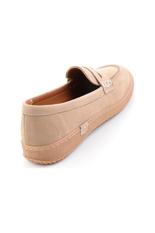 Bambi Bej Hakiki Deri Kadın Loafer Ayakkabı K01045050401