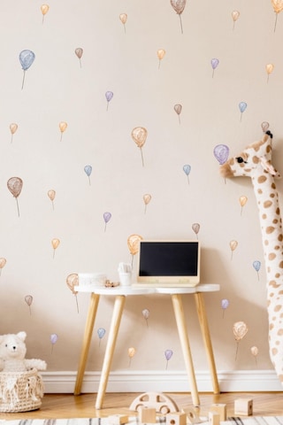 MSticker Suluboya Desenli Balonlar Çocuk Bebek Odası Dekorasyon Sticker Seti