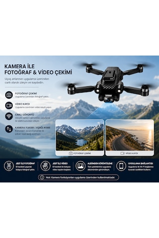 A13 Katlanabilir Kameralı Drone Engelden Kaçınma Sensörü, Optik Akış, 3 Hız Modu, Telefon Tutuculu Kumanda