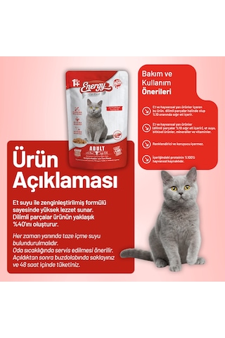 Sığır Etli Yetişkin Yaş Kedi Maması 85 G - 24 Adet