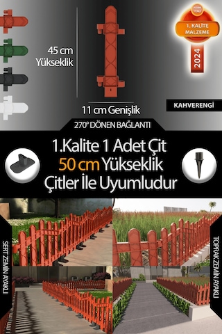 Uzunluk - Köşe - Kenar Tamamlama Çiti - 50 Cm Yükseklik Çit İle Uyumludur - Kahverengi Uzunluk - Köşe - Kenar Tamamlama Çiti - 50 Cm Yükseklik Çit İle Uyumludur - Kahverengi