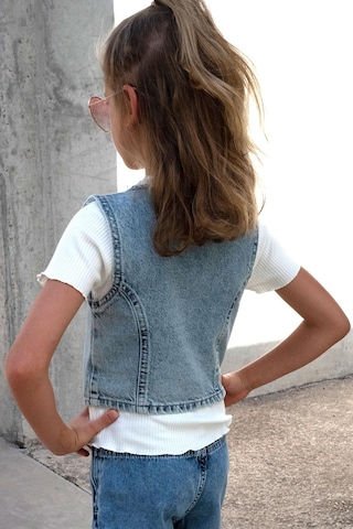 Breeze Kız Çocuk Yelek Kot Düğme Kapamalı V Yaka 4-14 Yaş, Açık Mavi Açık Mavi