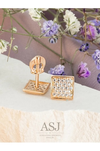 Asj Altın Ve 925 Ayar Gümüş Kare Küpe 211686171 Altın