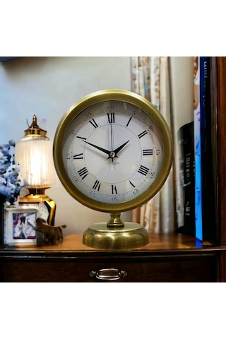 Eskitme Gold Metal Ofis Salon Otel Masa Saati 25*20 cm Y7