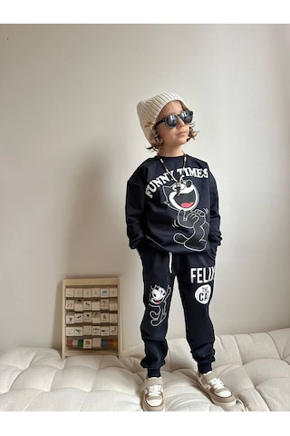 Erkek Çocuk 2 İplik Alt Üst Eşofman Takımı Lacivert 1666 Lacivert