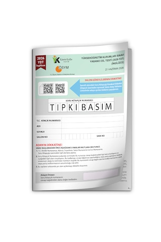 2026 Yks Ydt İngilizce Ösym Tıpkı Basım Çıkmış Soru Deneme Kitapçığı Video Çözümlü Türkiye Geneli