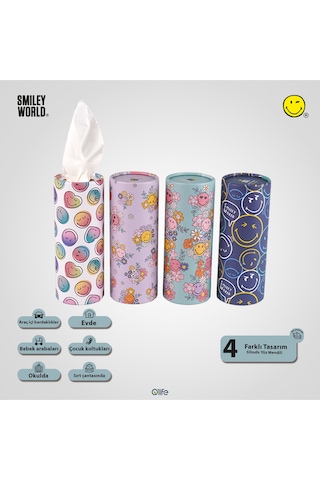4'lü Silindir Yüz Mendili Renkli Tasarımlar, 4 Katlı, Bardaklık Uyumu