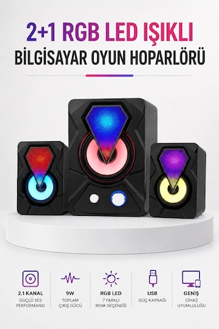 Rgb Led Aydınlatmalı Bilgisayar Oyun Hoparlör Sistemi Najmaddin