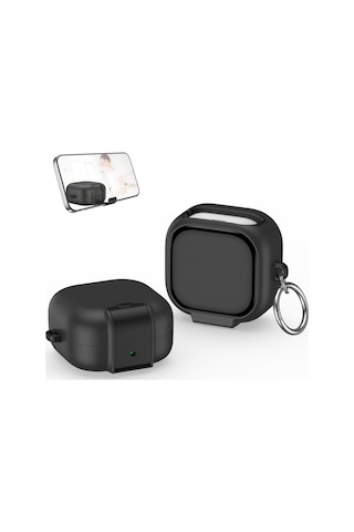 Samsung Galaxy Buds 4 Pro / Buds 4 İle Uyumlu Kılıf Standlı Kilitli Tpu Premium Matte Trip Case Siyah