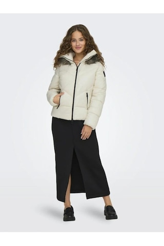 Only 15322003 Onlfever Short Puffer Bırch Kadın Mont Ekru