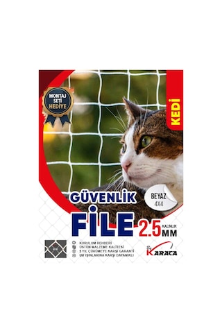Kedi Balkon Güvenlik Filesi 2x10 Mt 2.5mm İp Kalınlığı 4x4 Gözenekli