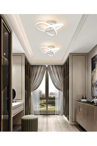 Modern Tasarım White Swan Plafonyer Led Avize Beyaz Gövde Salon Mutfak Hol Oturma Odası Avizesi Beyaz