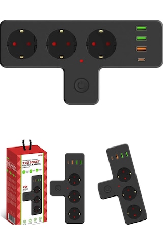 Termal Akım Korumalı Soket Priz Çoğaltıcı Kablosuz Çoklayıcı 2500w 3xusb 2.4a 1xtype-c Diğer