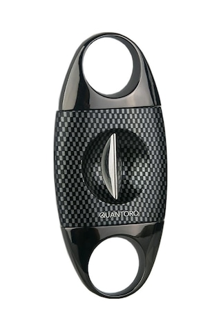 Quantoro Gunmetal Karbon Desenli Metal V-cut Puro Makası Kesici - Trz2004