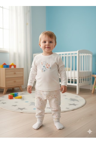 Baskılı Erkek Bebek 2'li Takım 6-36 Ay Kahverengi