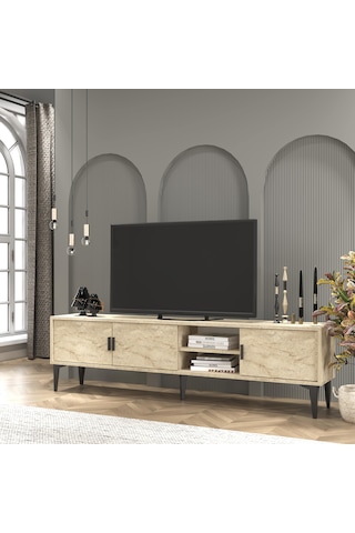 Marin Tv Ünitesi Tv Sehpası 180 Cm Traverten Mermer Desen