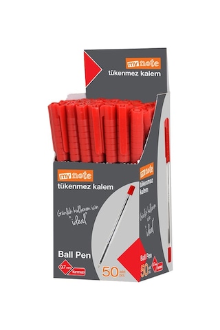 Mynote Ball Pen 0.7 MM 50'li Kutu Tükenmez Kalem - Kırmızı
