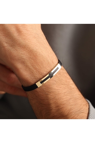 14 Ayar Altın Erkek Bileklik Social Sarı Altın