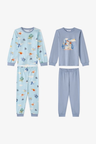 Penti Erkek Çocuk Mavi Mini Dragon Riders Pamuklu Uzun Kollu 2li Pijama Takımı