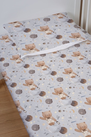 Organik Bebek Boy Lastikli Çarşaf Seti 80x140 - Uzayda Ayı
