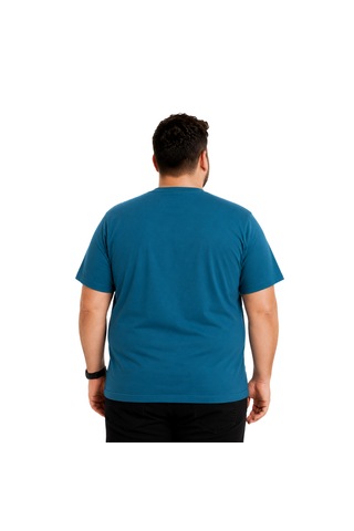 Battalmoda Erkek Büyük Beden Petrol Bisiklet Yaka Kısa Kollu Overcome Tişört 3xl-4xl-5xl-6xl