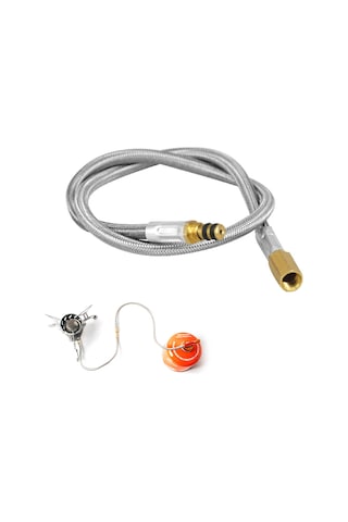 Symbee Kamp Isıtkısı Uzatma Hortumu 44cm - Kauçuk & 43 Çelik Tel Malzeme - Kullanıma Pratik Gümüş