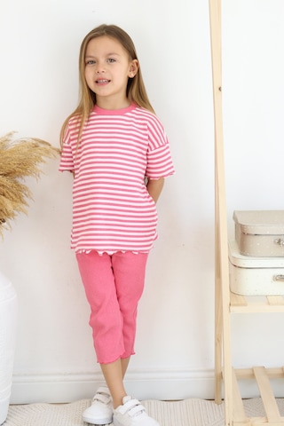 Miababy Çizgili Kapri Kız Takım Pembe