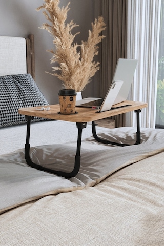 Bofigo Portatif Katlanır Laptop Sehpası Telefon Tutuculu Çam