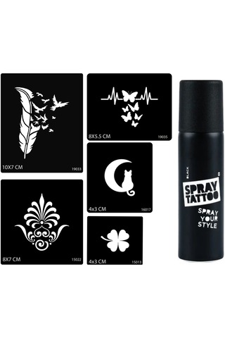 Airbrush Tattoo Tüy Ve Kelebek Spray Tattoo Geçici Sprey Dövme Seti