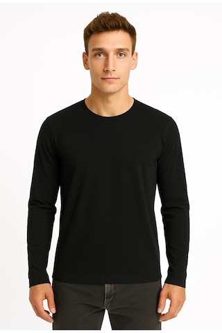 Axxel Erkek Siyah Uzun Kollu Süprem T-shirt-d2275 Siyah
