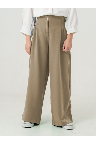 Kız Çocuk Çift Pileli Pantolon 2567 Bej