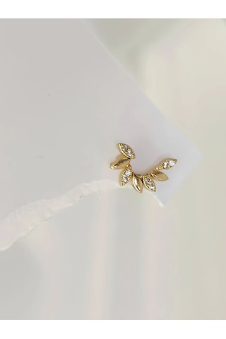 Buğday Başak Arpa Model Kıkırdak Piercing Tragus Helix Altın Gold Renk Küpe Gold