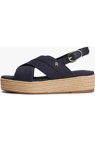 Tommy Hilfiger Denım Espadrılle Platform Sandal Siyah