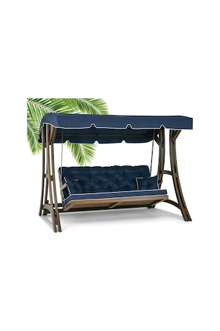 Akasya Ladin Ahşap Salıncak Dış Mekan Bahçe, Teras Salıncağı -lacivert Lacivert