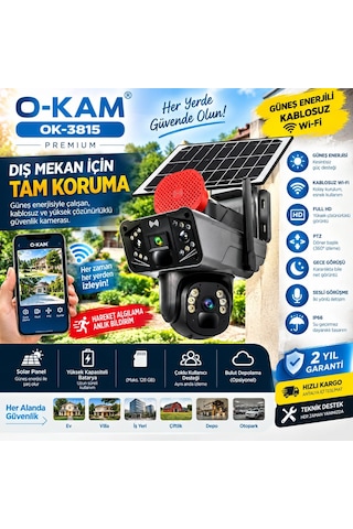 O-kam 3815 4g 6mp Dual Lens Solar Ptz Kamera Sirenli