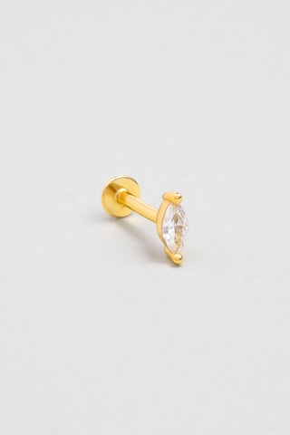Markiz Kesim 18 Ayar Sarı Altın Kaplama Gümüş Tragus-helix Piercing Sarı